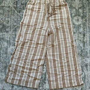 Madewell Tan and White Wide Leg Pants